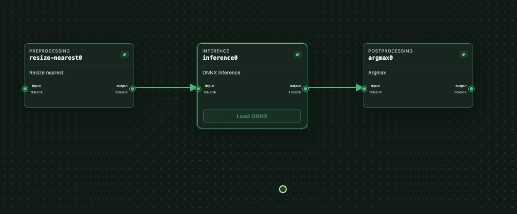 Connected application blocks in Vulcan’s visual workspace.